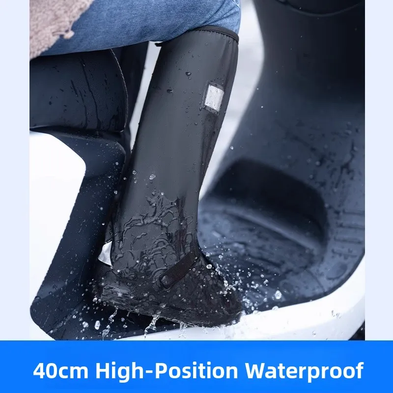 Outdoor Thickened Waterproof Rain Boot Covers Unisex High-Tube Anti-Fall Wear-Resistant Sand-Proof for Cycling in Rainy Days