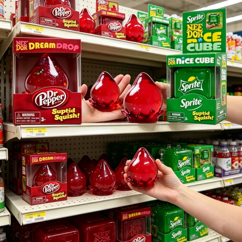 Dr Pepper X NeeDoh Nice Cube Squishy Stressabbau-Spielzeug Weicher Quetsch-Fidget-Würfel für Kinder & Erwachsene Angstlinderung Sensorisches Spielzeug