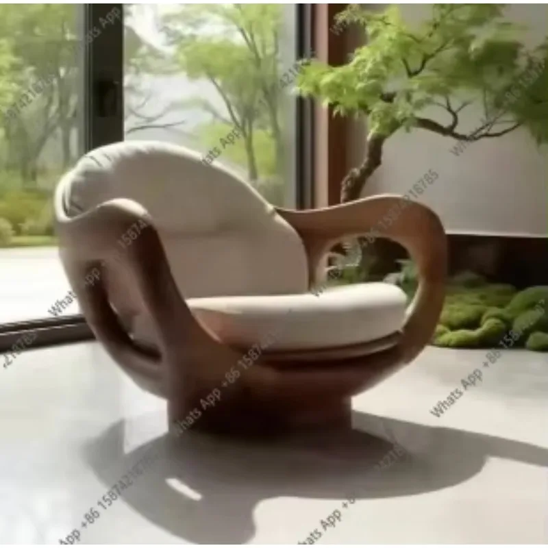 A Customizable Modern Unique Shaped Leisure Chair Minimalist Design Accent Chair Solid Wood Armchair For Home Hotel X