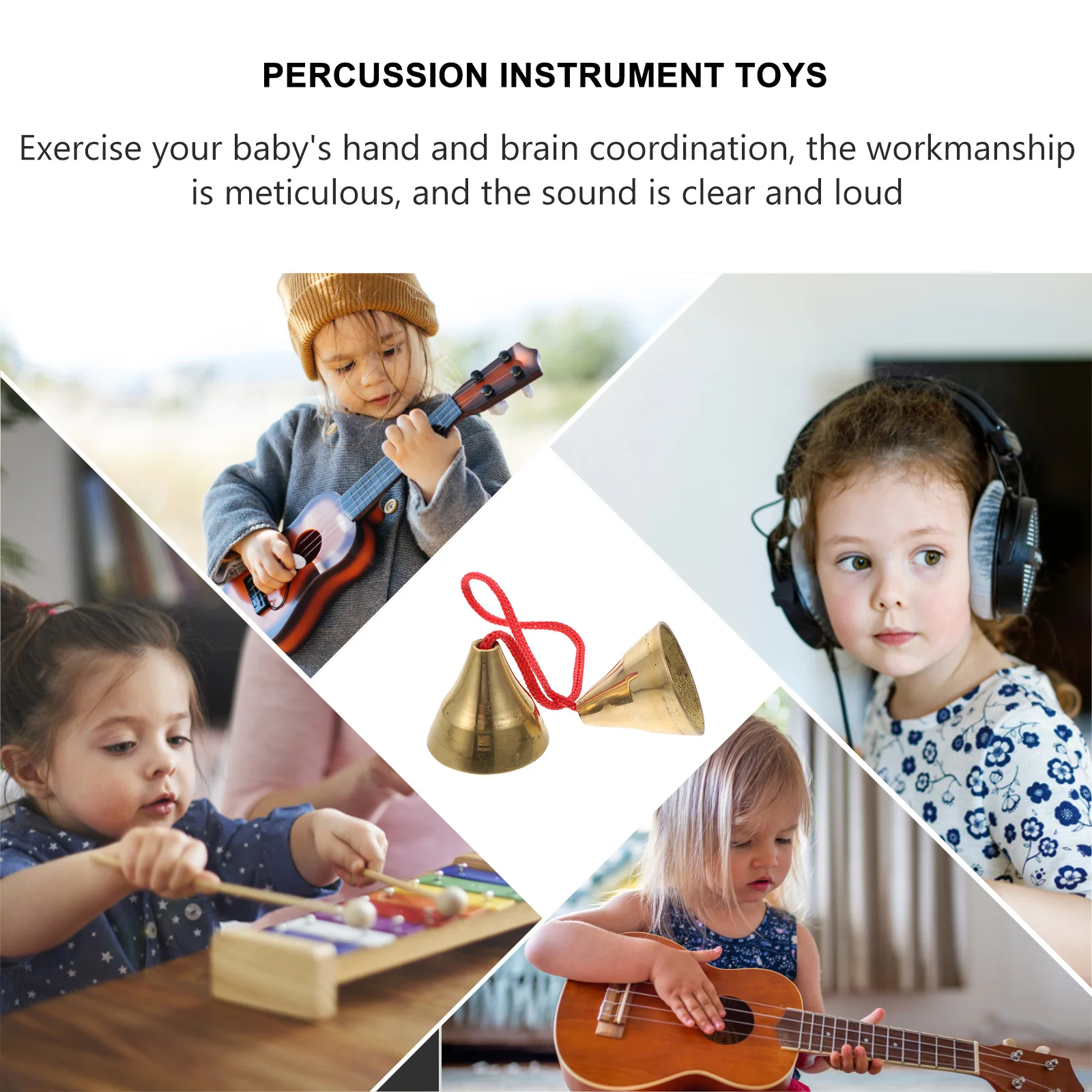 

Musical Instrument Bell Safe Easy to Play Rhythm Confidence H Brain Coordination Educational Toy Kids Toddler Percussion