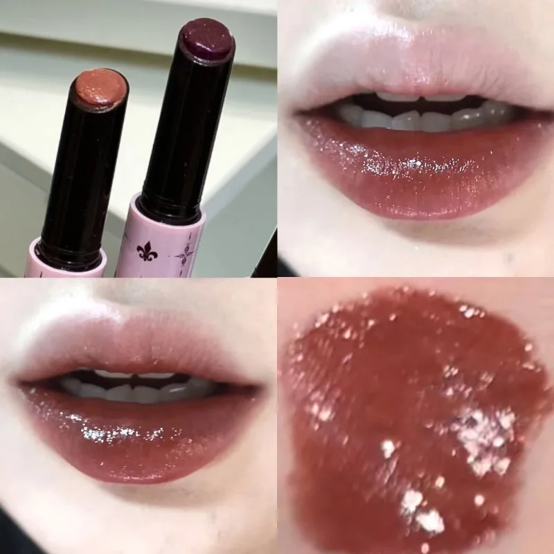Roxo shimmer lábio geléia caneta hidratante espelho brilho água luz sólida batom de longa duração não-desvanecimento brilhante brilho labial
