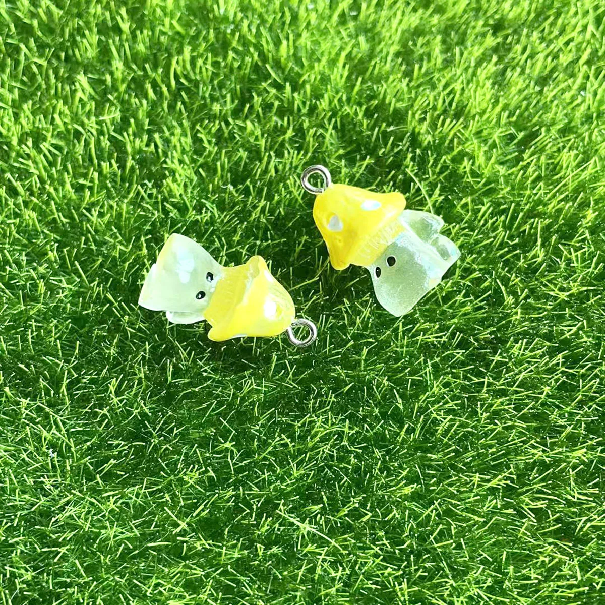 10pcs  Simulation Colorful  Luminous Mushroom Charms For Pendant DIY Earrings Necklace Jewelry Accessories Finding