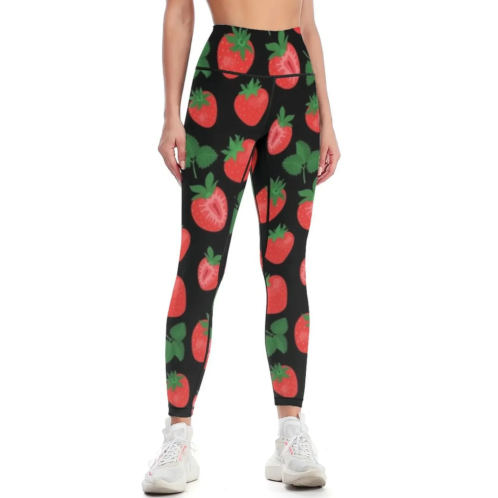 Women's Men Farmer Crew Fun Cute Delicious Fruits Food Strawberry Novelty Socks For Girl Ladies Vegan Gift Idea Leggings