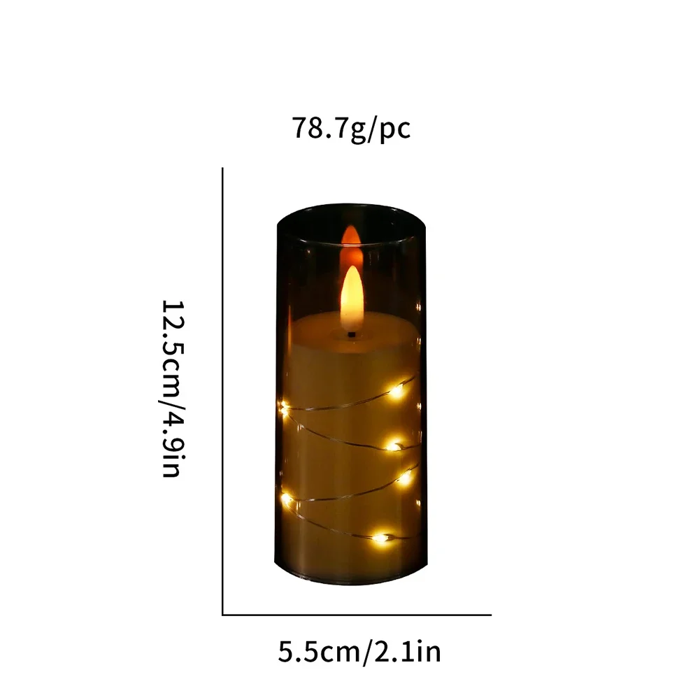 3 Pack Flameless Candles Battery Operated Flickering With Remote Timer, LED Battery Candles Embedded Fairy String Lights