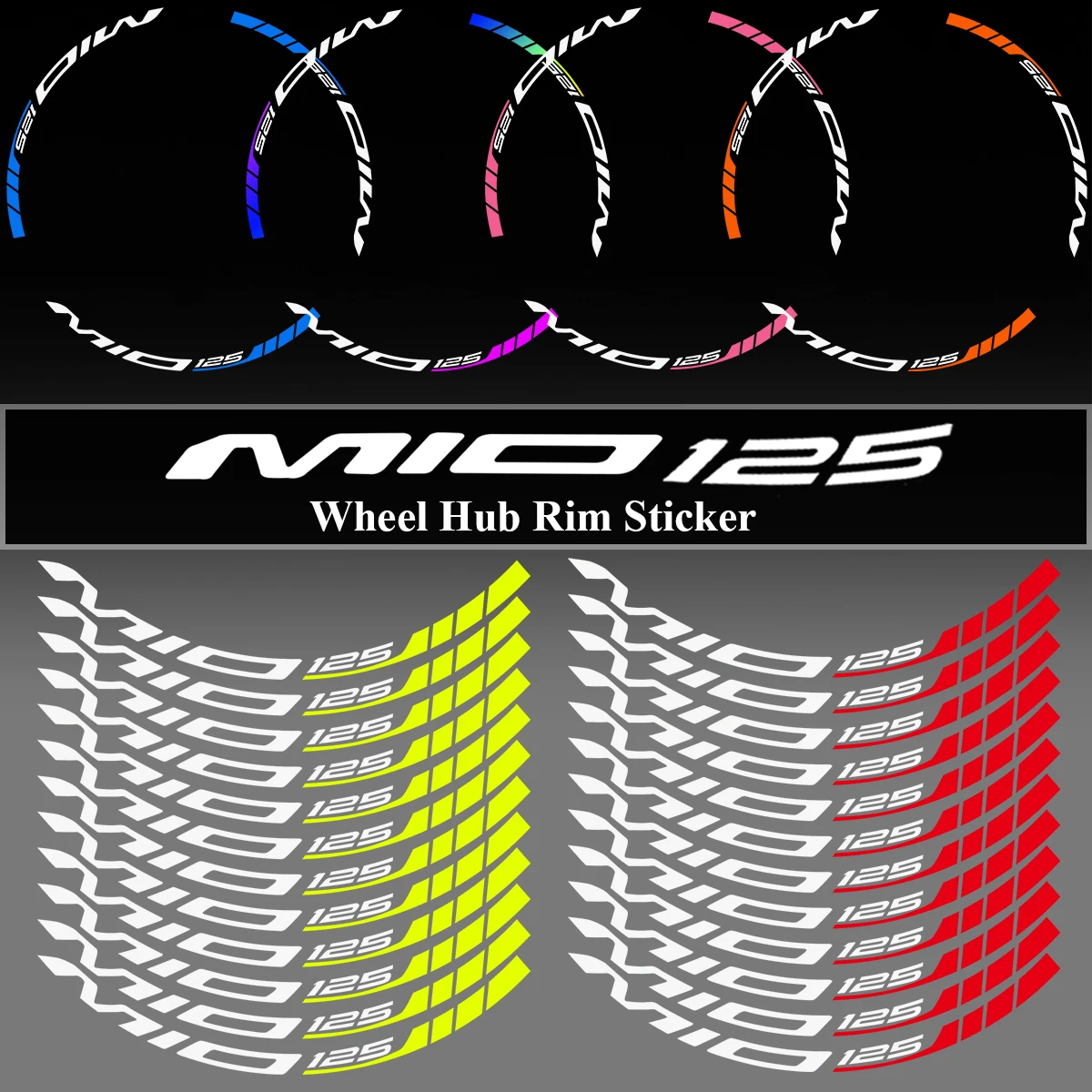 

For MIO 125 MIO125 Wheel Rim Hub Decoration Modified Decals Motorcycle Sticker Motor Reflective Vinyl Personality Accessories
