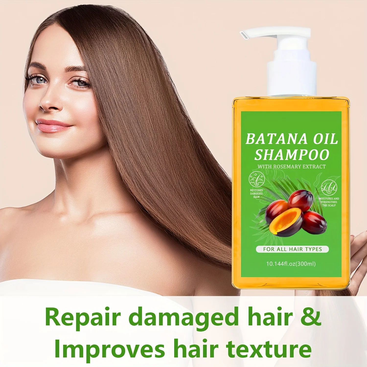 Organic Batana Oil Shampoo: Soothing Scalp, Intense Repair & Nourishing with Rosemary Extract for All Hair Types