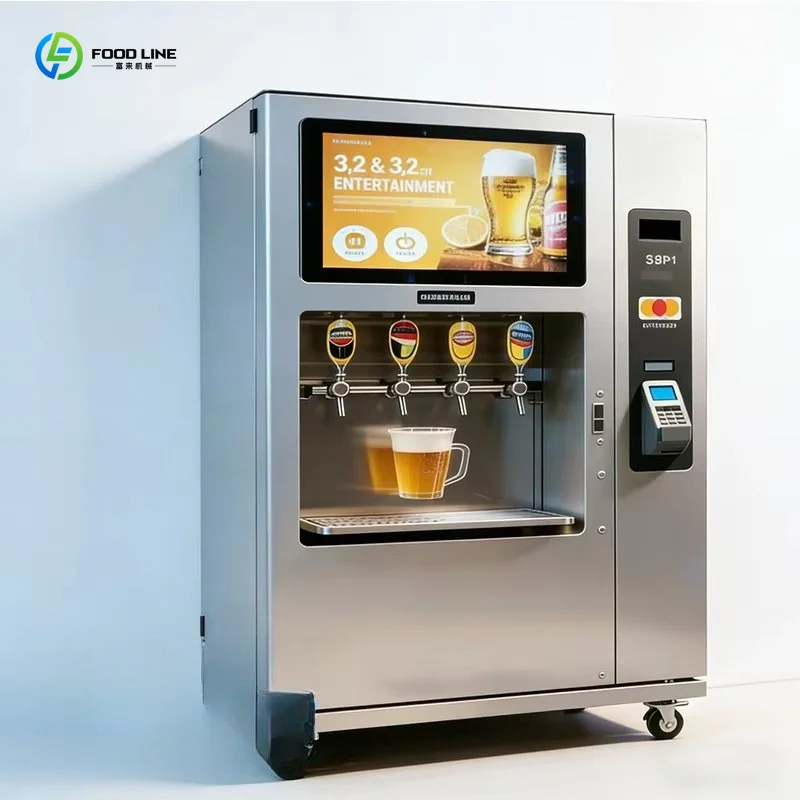 Fresh Draft Beer Vending Machine Stainless Steel Smart Touch Display Built-In Change Dispenser SDK Solution For Party Events
