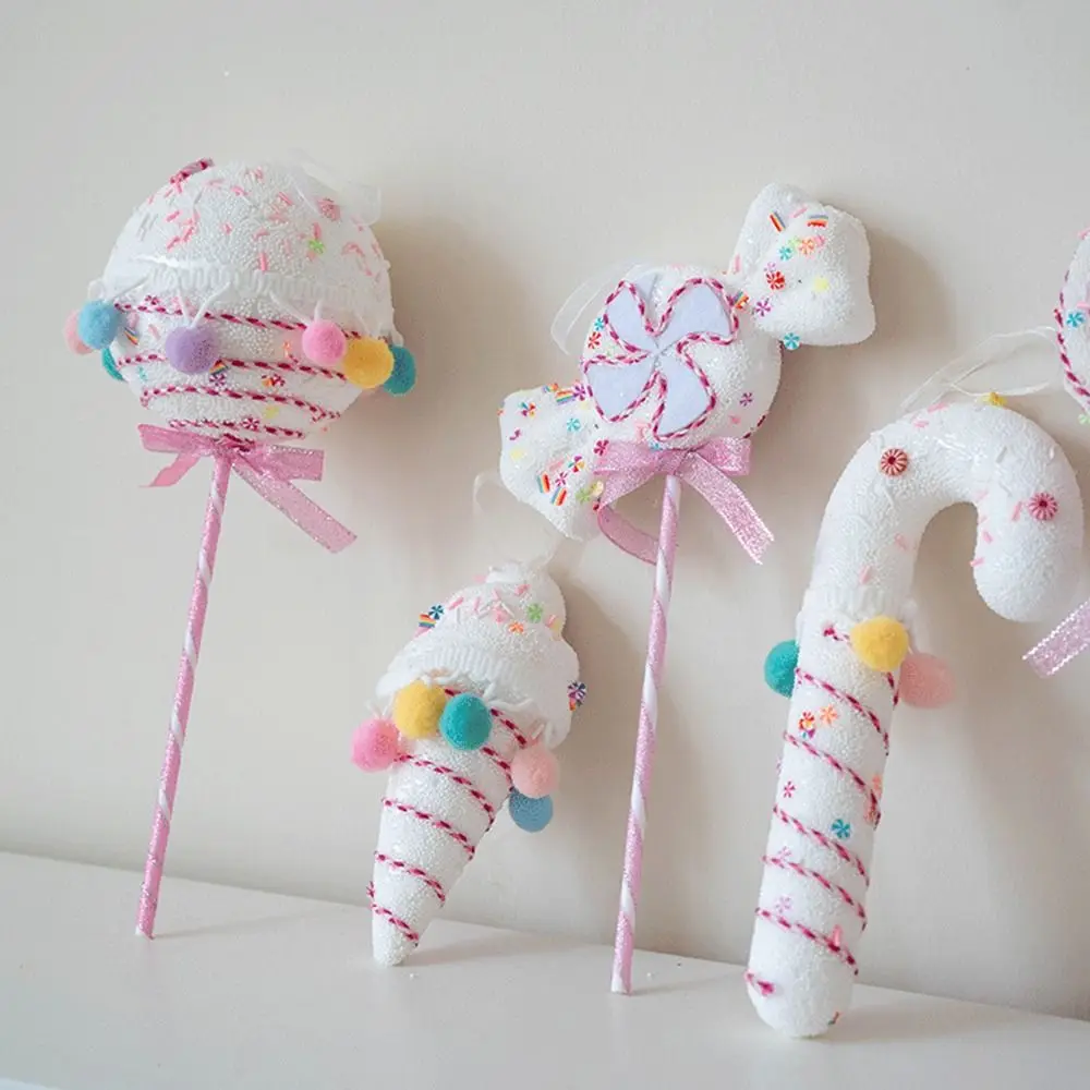 Mehrfarbige Weihnachts-Lutscher-Dekorationen, rosa Zuckerstangen-Schaumstoff, hängende Anhänger, Foto-Requisiten, Zubehör, Tropfen-Ornamente