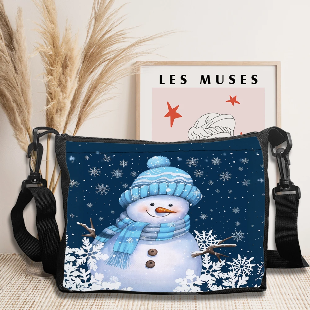 

Рождественская сумка со снеговиком, модная сумка на плечо, снежинки, рождественский подарок, сумка через плечо, повседневные сумки с регулируемым ремешком