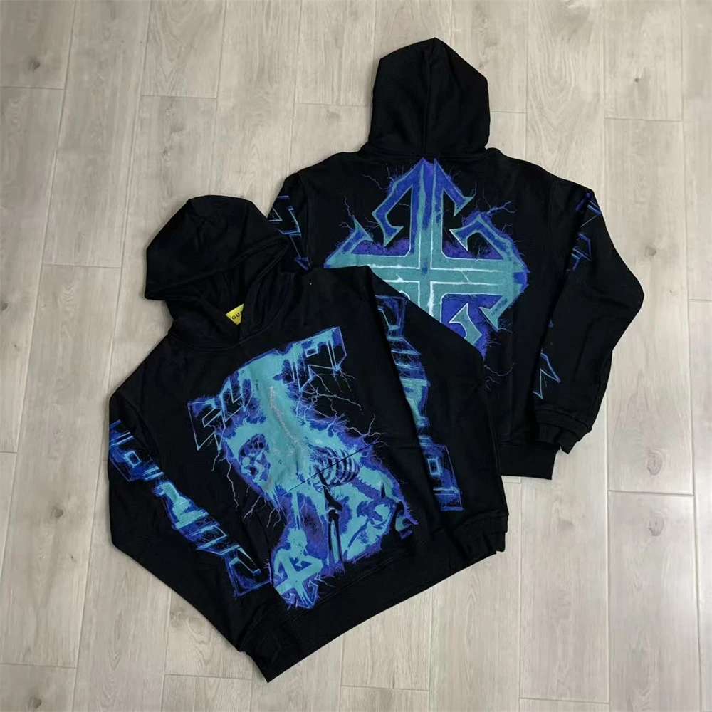 

Черная толстовка с капюшоном GUAPI Black Revived V2 для мужчин и женщин, пуловер с капюшоном из тяжелой ткани высшего качества