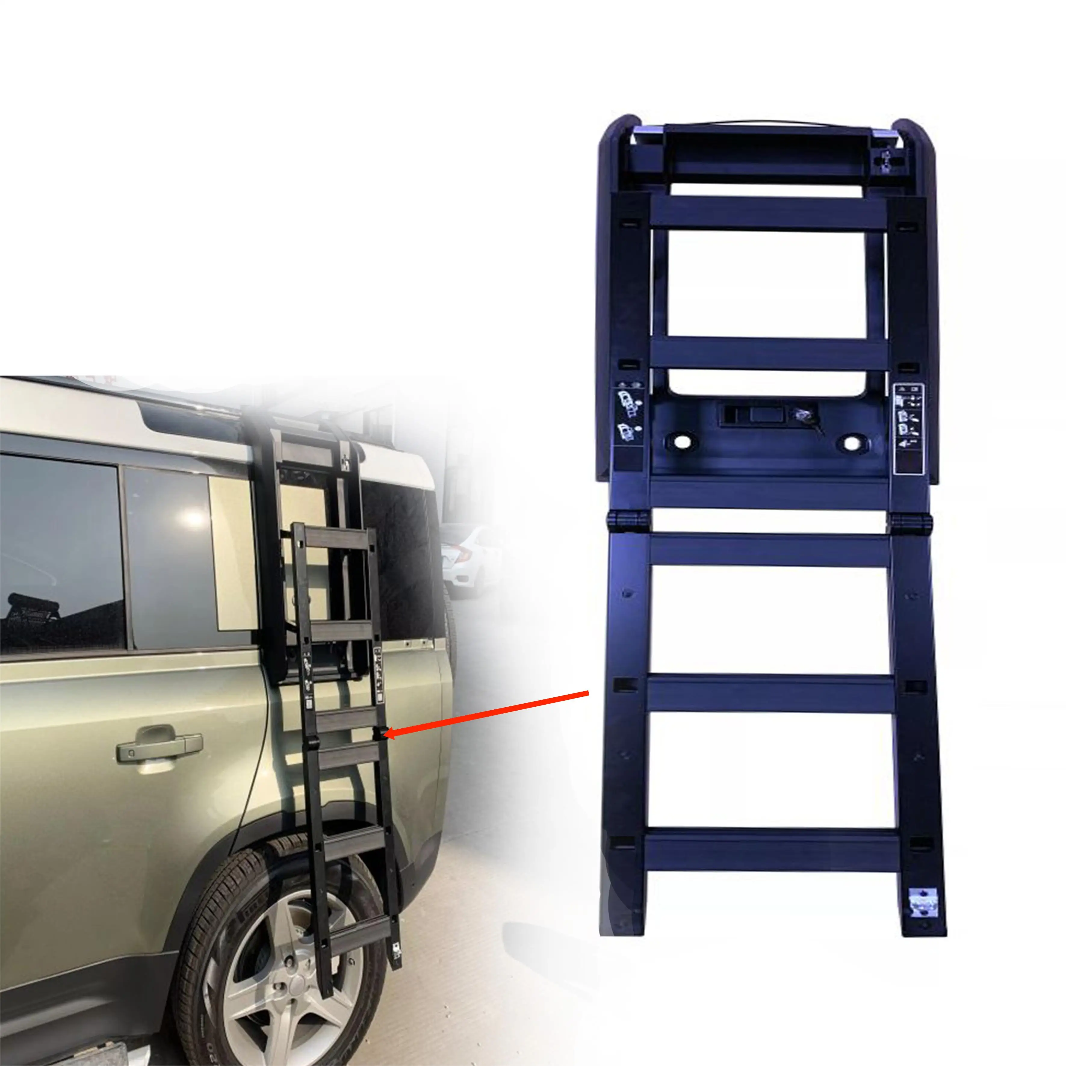 Hot sell aluminum alloy telescopic side ladder for Land rover Defendercustom