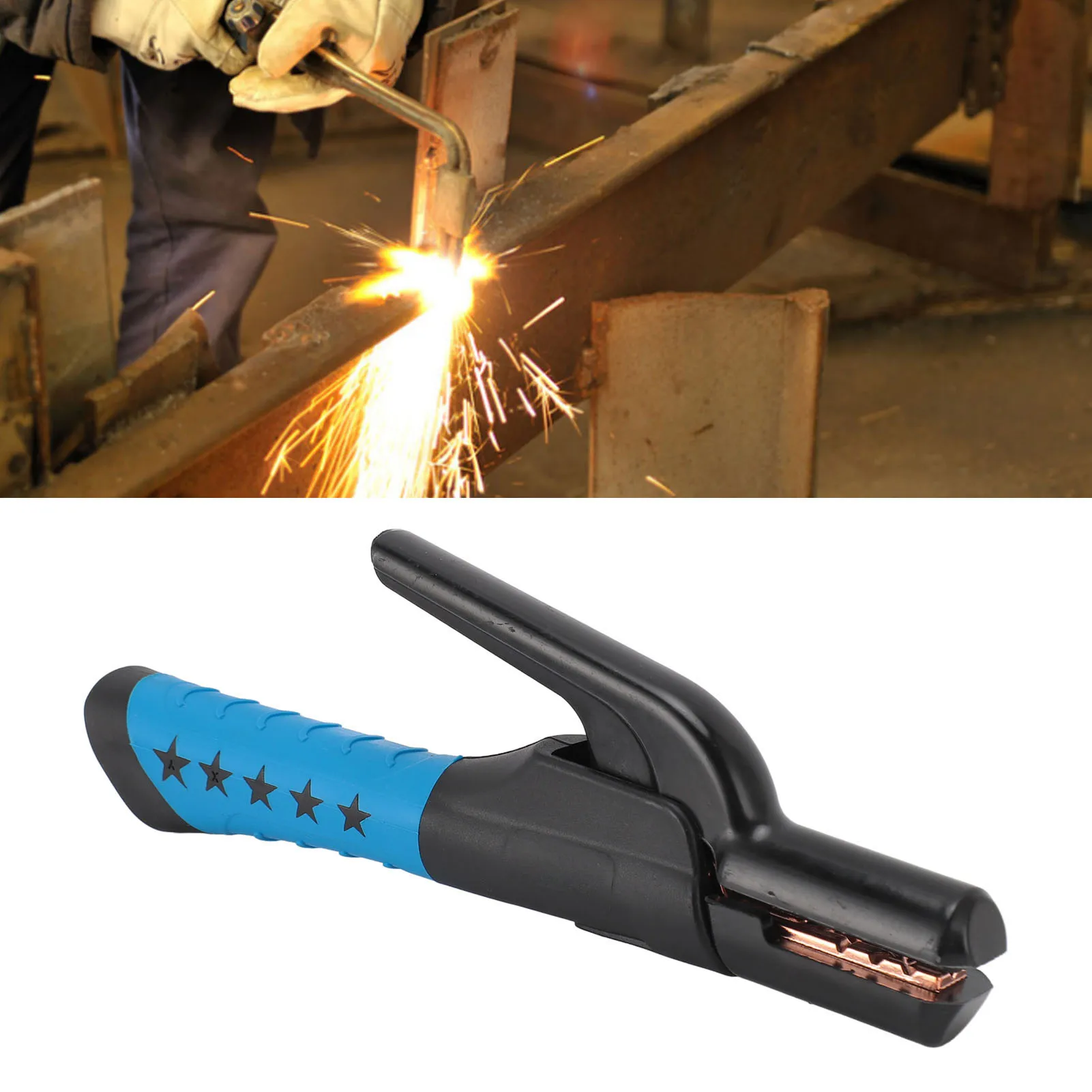 Welding Electrode Holder 500A Euro Style Heavy Duty Electrode Clamp for 6.3‑10.0mm Diameter Electrodes Jaw Holding Plier