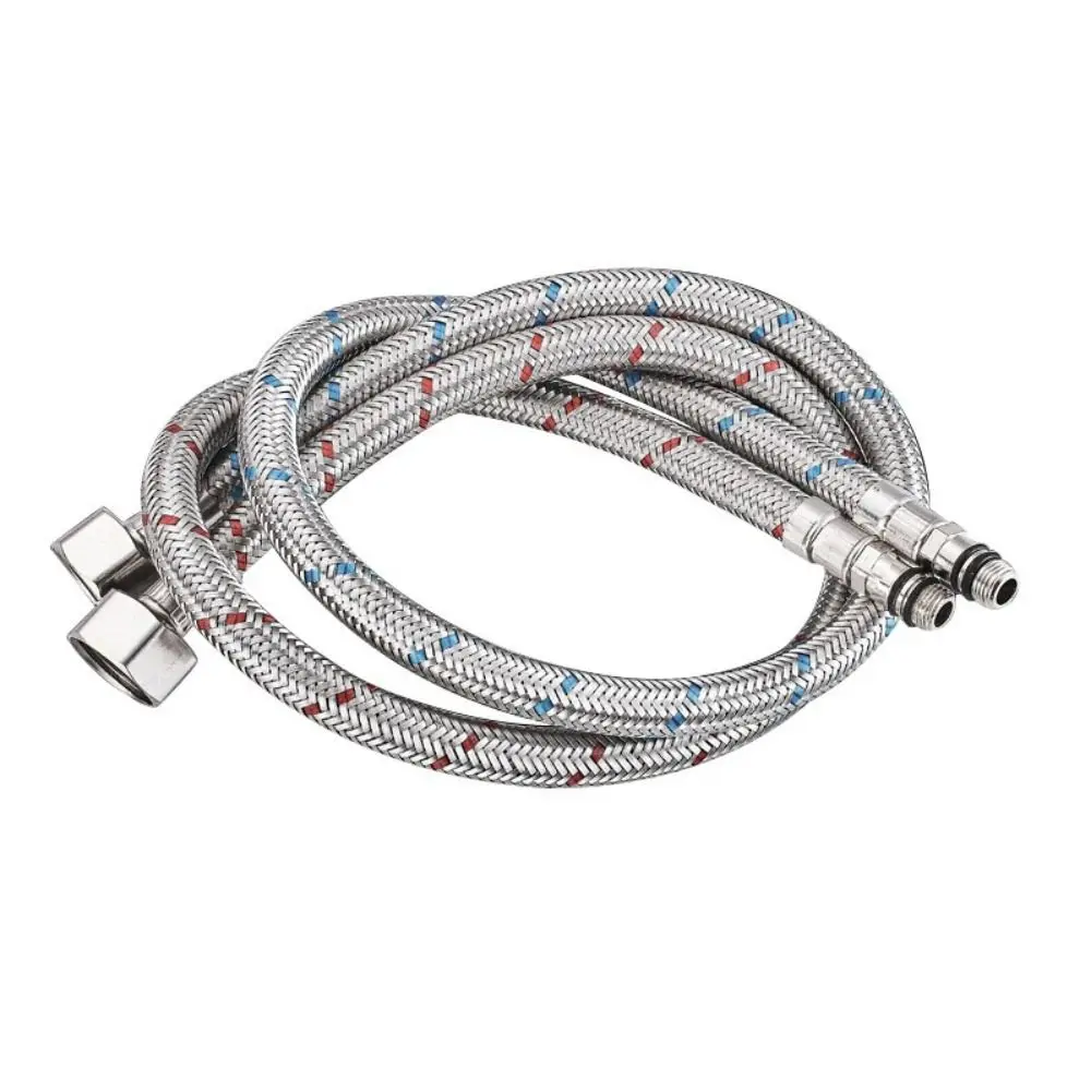 1Pair Single Head Cold and Hot Water Inlet Pipe Stainless Steel Woven Basin Water Tube Replacement Kitchen Sink Faucet Connector