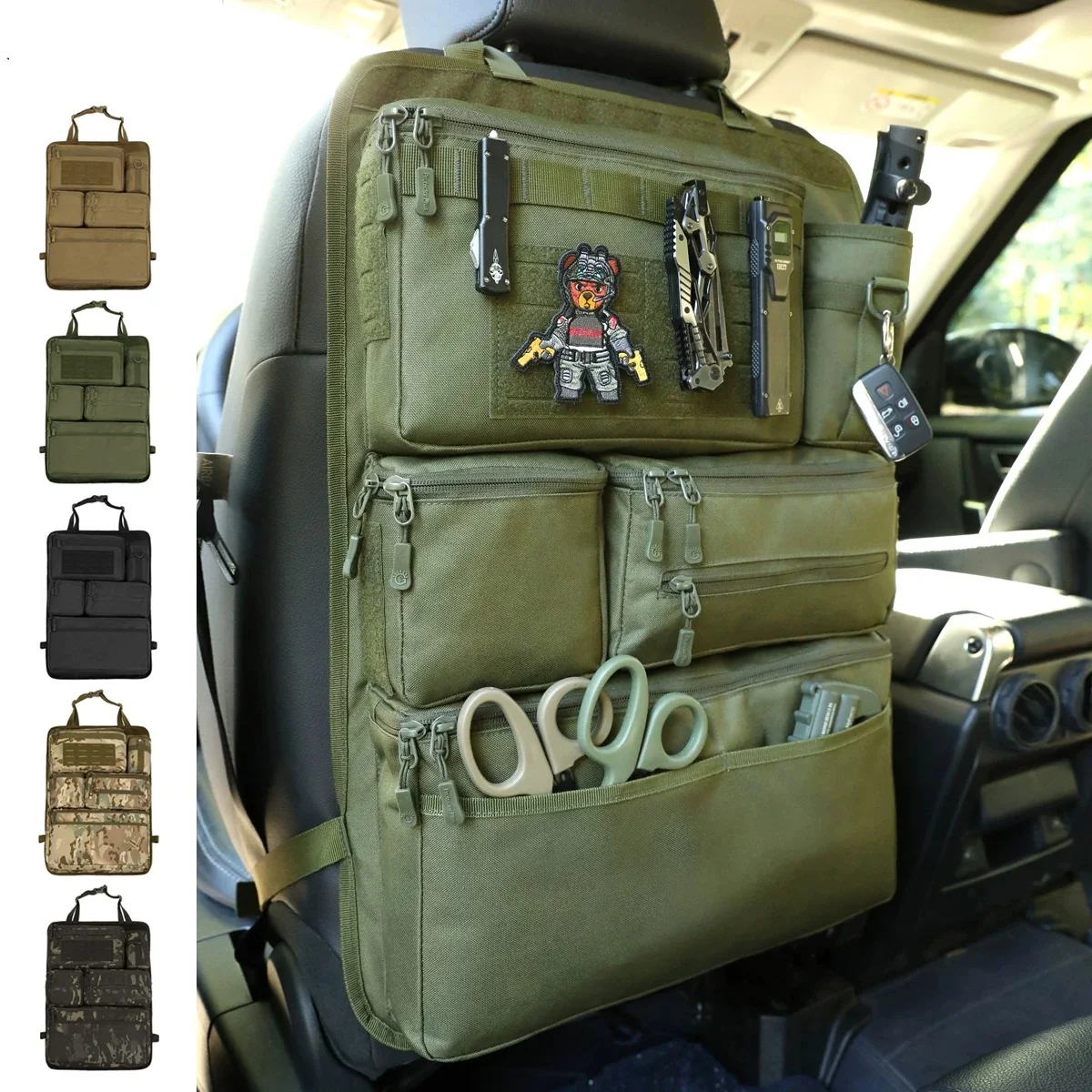 Outdoor heavy-duty tactical vehicle rear seat storage bag, car backrest multifunctional hanging bag