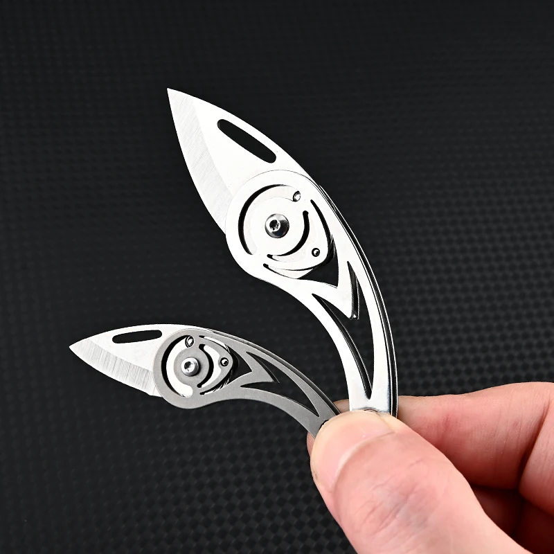 Titanium Alloy Mini Folding Knife High Hardness D2 Steel Sharp Knife With Keychain Pendant Disassembly Express Open Box EDC Tool