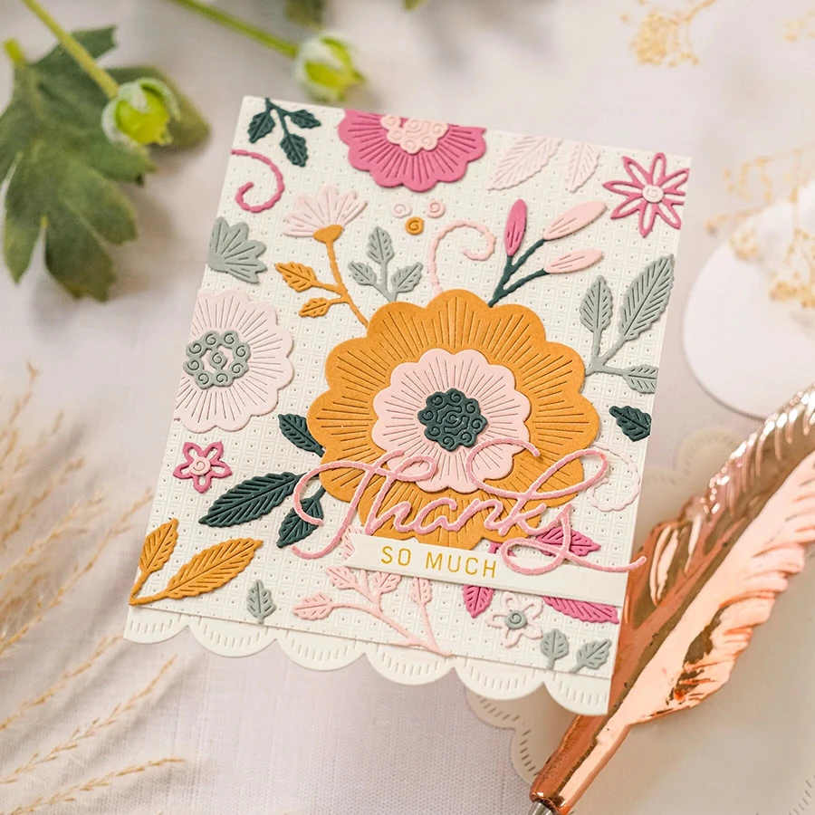 Lucky Goddess Metal Cutting Dies Embroidered Blooms Diy Scrapbooking Photo Album Decorative Embossing Paper Card Crafts