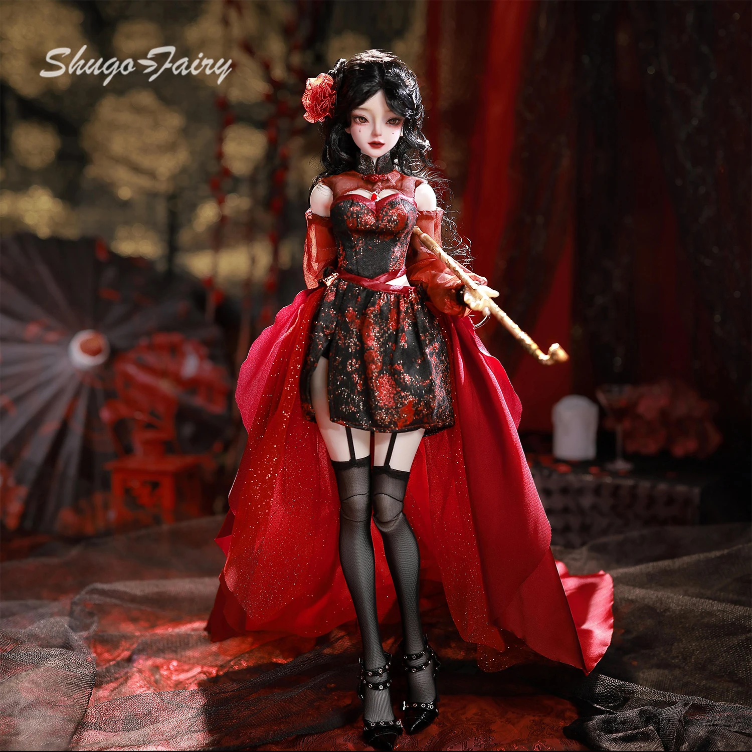 シュガフェアリー クレオ A 1/4 BJD - スカーレット・ハナマチ フルセット 曲線美ボディ エンチャントレス コレクタブル アートフィギュア (ドール愛好家向け)