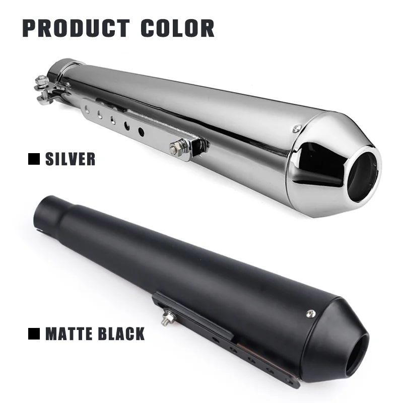 Motorcycle Cafe Racer Exhaust Mufflers Silencer Pipe With Sliding Bracket Matte Black Silver Universal Affordable Innovative