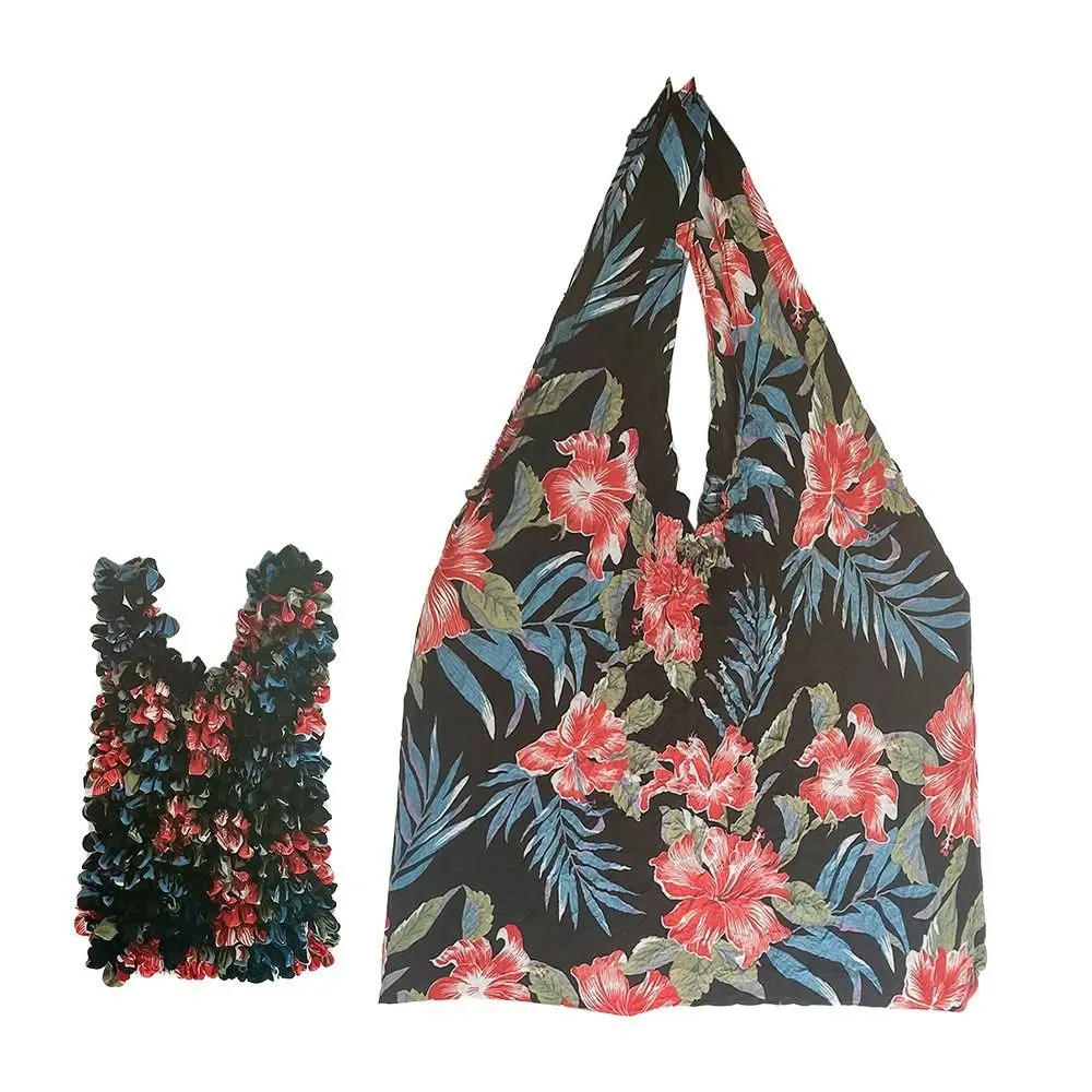 

Складная эластичная сумка Sweet Bubble, расширенная эластичная ручная сумка для покупок, шифоновая сумка с цветочным принтом, сумка для еды