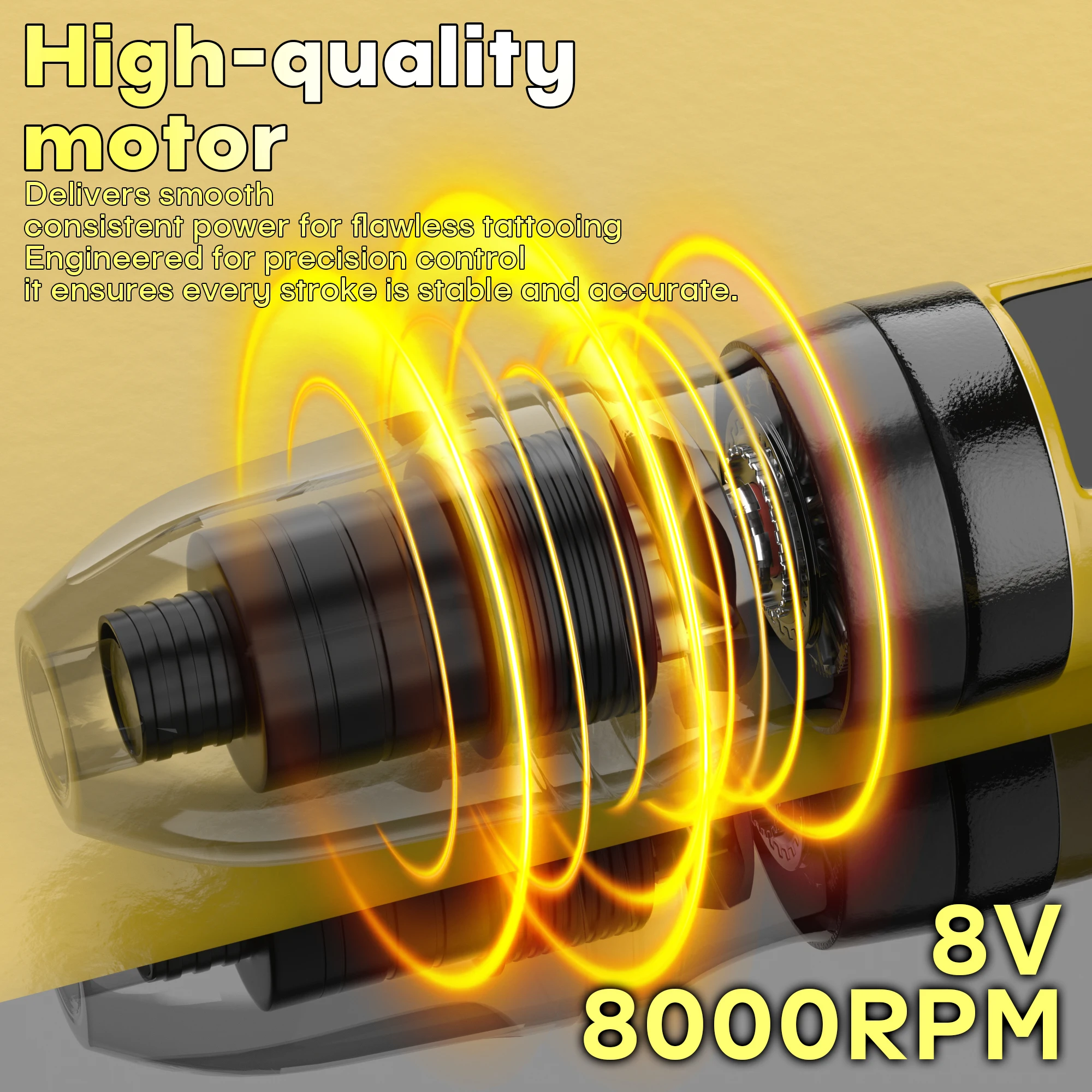 مجموعة أدوات الوشم POSEIDON مجموعة أقلام الوشم على شكل نحلة صفراء لمجموعة أدوات الوشم للمكياج الدائم طقم مسدس الوشم اللاسلكي القابل للتعديل #6