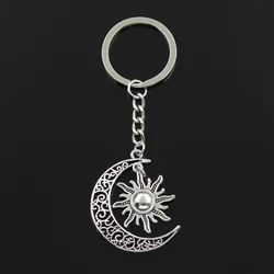 Fashion 30mm Key Chain Keychain Jewelry Silver Color Moon Star Pendant