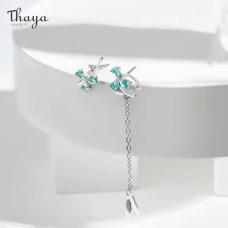 

Thaya Asymmetry Blue Crystal S925 Silver Women Earrings Elegant Fashion Drop Earrings For Women Original Design Fine Jewelry