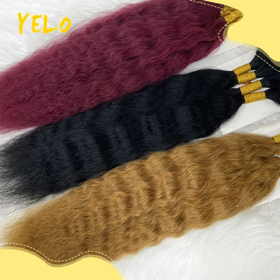 Yelo เปียกและหยักมนุษย์ Braiding ผม Super Bulk ภาษาฝรั่งเศสคํา Wave มนุษย์ Braiding Hair สําหรับ Boho Braids สําหรับ Salon Supply 50G 100G