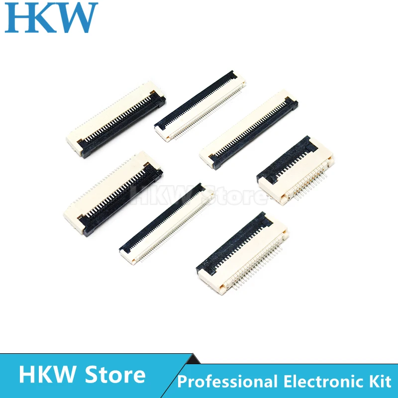 10pcs 0.8mm Pitch Under Clamshell Socket FPC FFC Flat Cable Connector 24P 30P 32P 34P 36P 40P