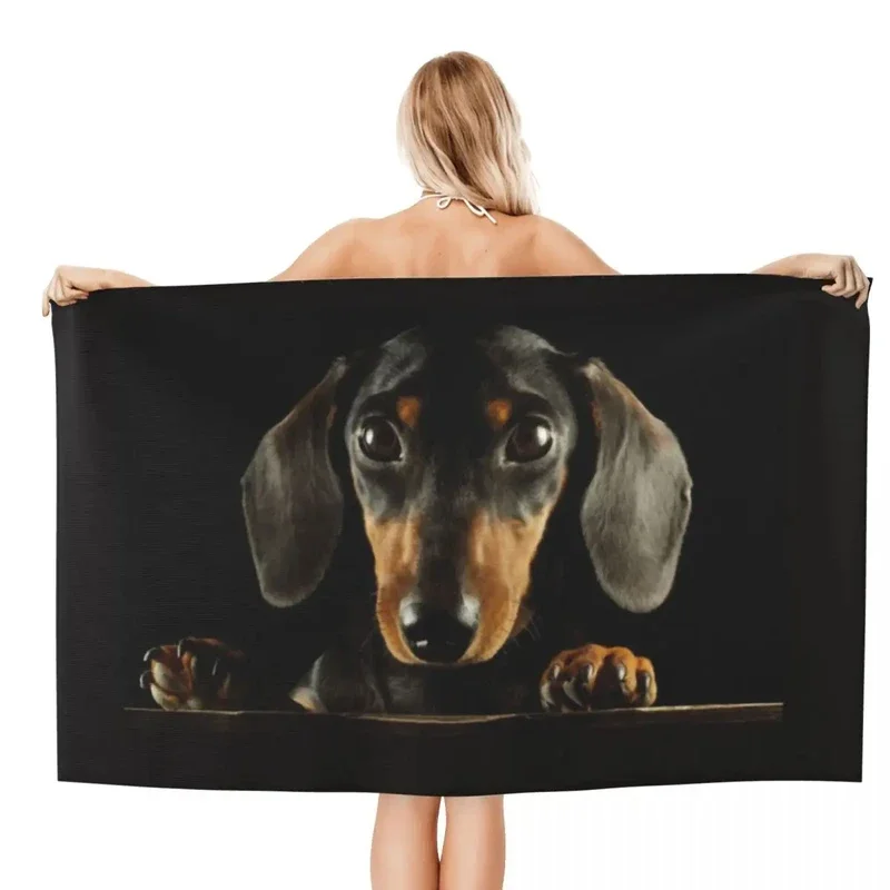 Schattige Teckel Hond Strandlaken Snel Droog Kawaii Puppy Badhanddoek Zandbestendig Zwembadhanddoeken Voor Reizen Camping Yoga Sport