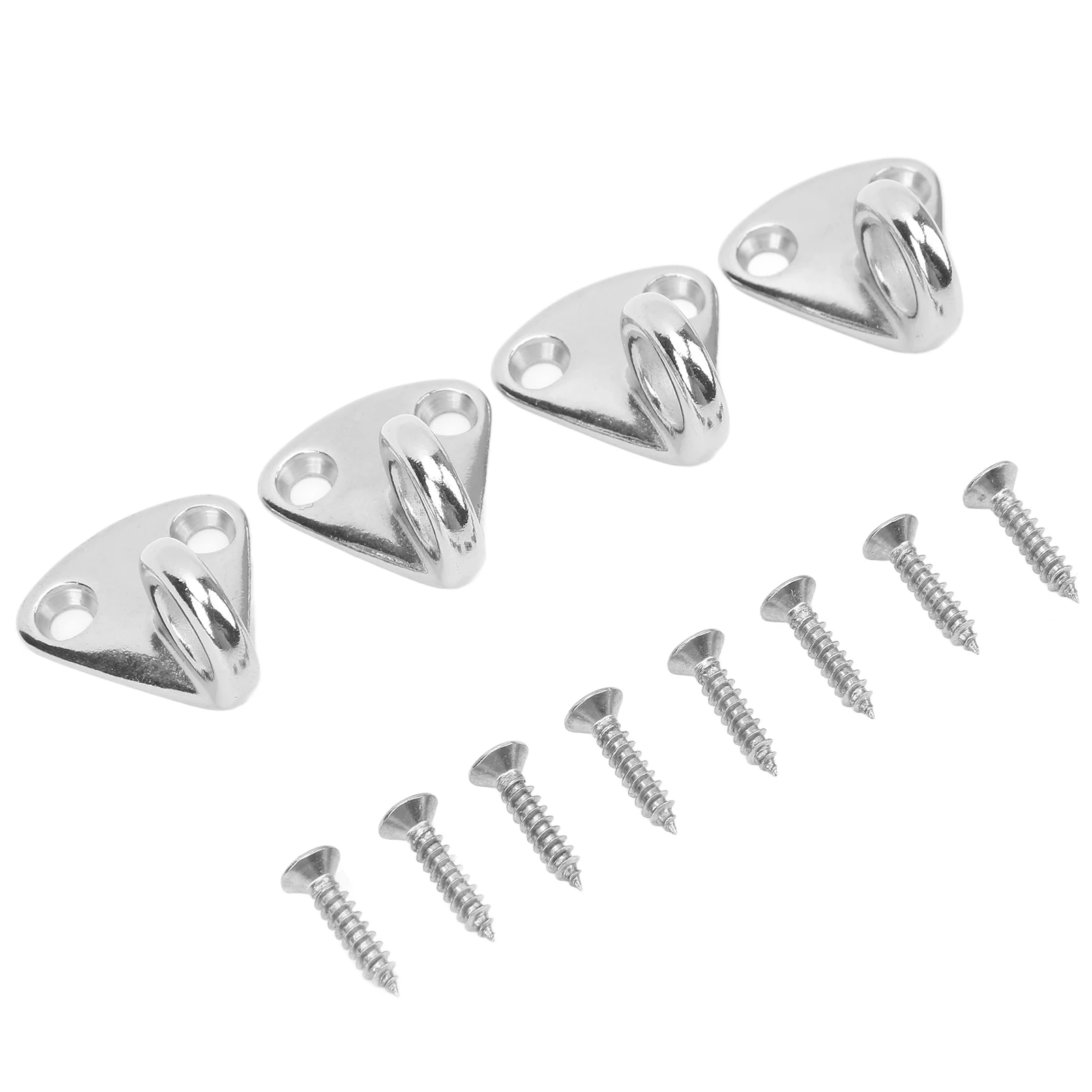 4PCS Fender Hook Stainless Steel Marine Ring Hook with 8 Screws for Tying Ropes and Hanging Clothing