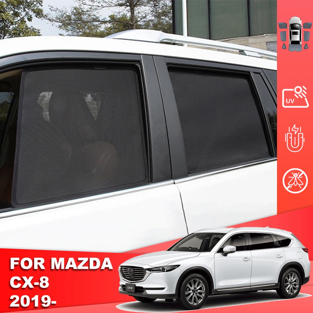 

For Mazda CX-8 CX8 KG 2017-2024 Magnetic Car Sunshade Shield Front Windshield Curtain Rear Side Baby Window Sun Shade Visor