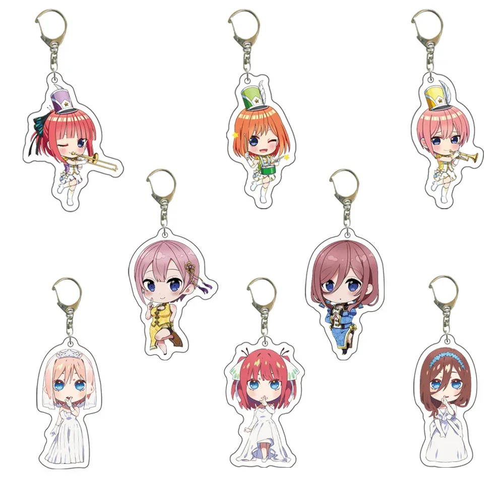 Anime Figure Uesugi Fuutarou Nakano Yotsuba Nakano Nino Nakano Miku Key Ring Acrylic Key Chain Model Plate Decor Collection