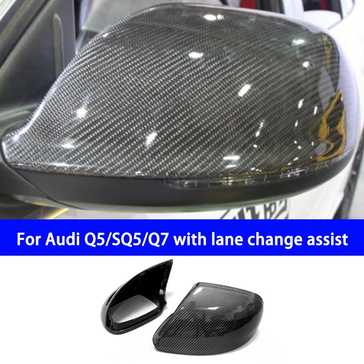 

Suitable for Audi Q5 10-17 SQ5 Q7 10-15 with Auxiliary Replacement Carbon Fiber Rearview Mirror Housing