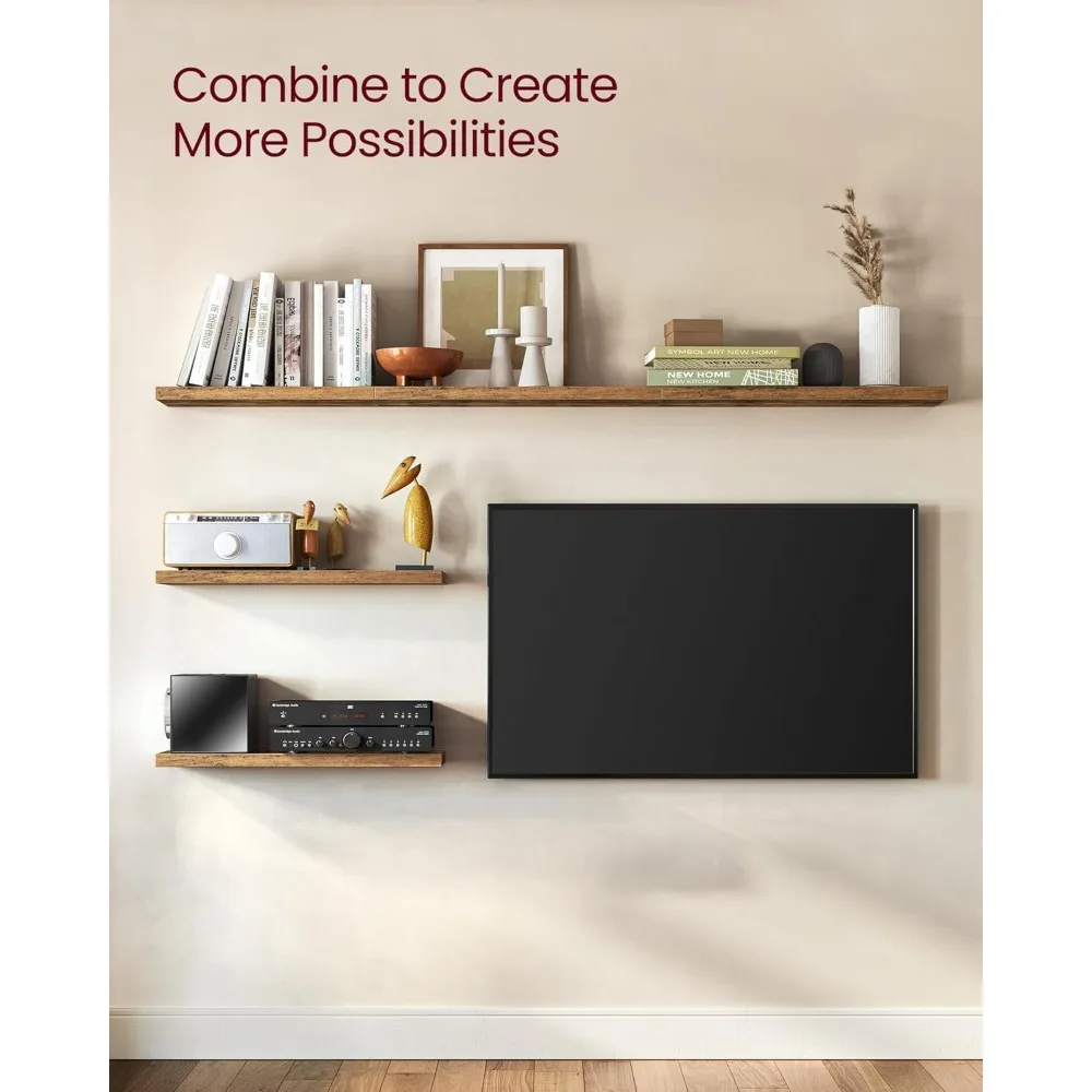 مجموعة أرفف حائط مكونة من 2، أرفف عائمة، مثبتة على الحائط، 8 × 15.7 × 1.5 بوصة، أرفف عرض لإطارات الصور، ديكور الحائط، H #6