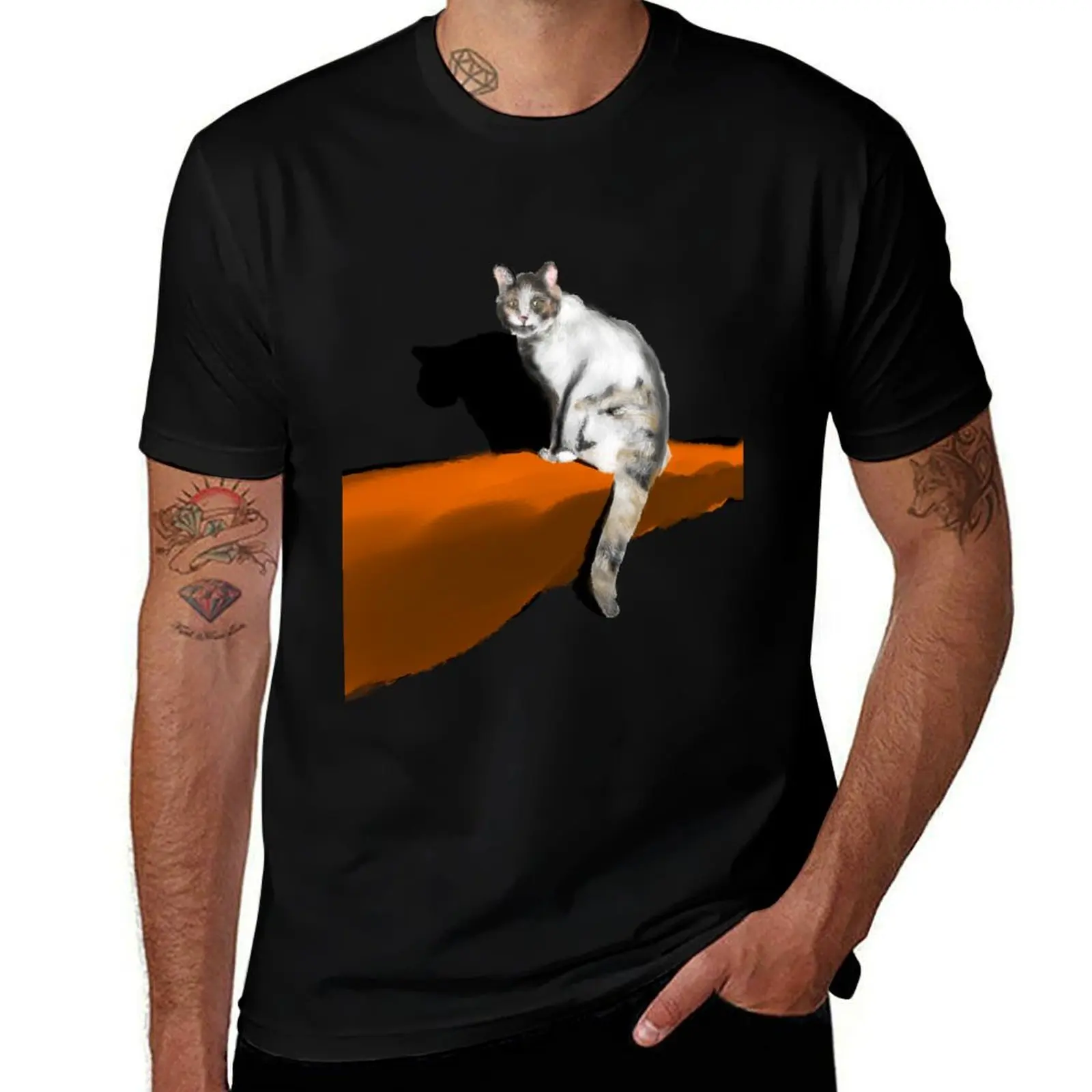 catherine's white and grey furry baby, A cute cat and his shadow T-Shirt Sun Block Outdoor T-Shirt
