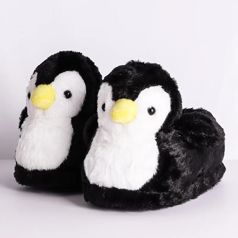 Newest Fuzzy Penguin Slippers Woman Winter Adorable Home Floor Shoes Women's Slip On Animal Warm Indoor Downy Slipper Boat Shoes