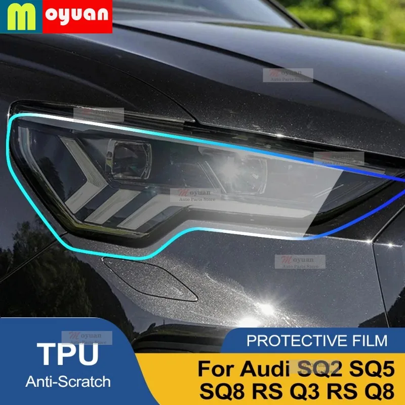 

For Audi Q6 e-tron RS e-tron SQ2 SQ5 RS Q3 Car Headlight Protective Car Film Transparent TPU Exterior Sticker Car Accessories
