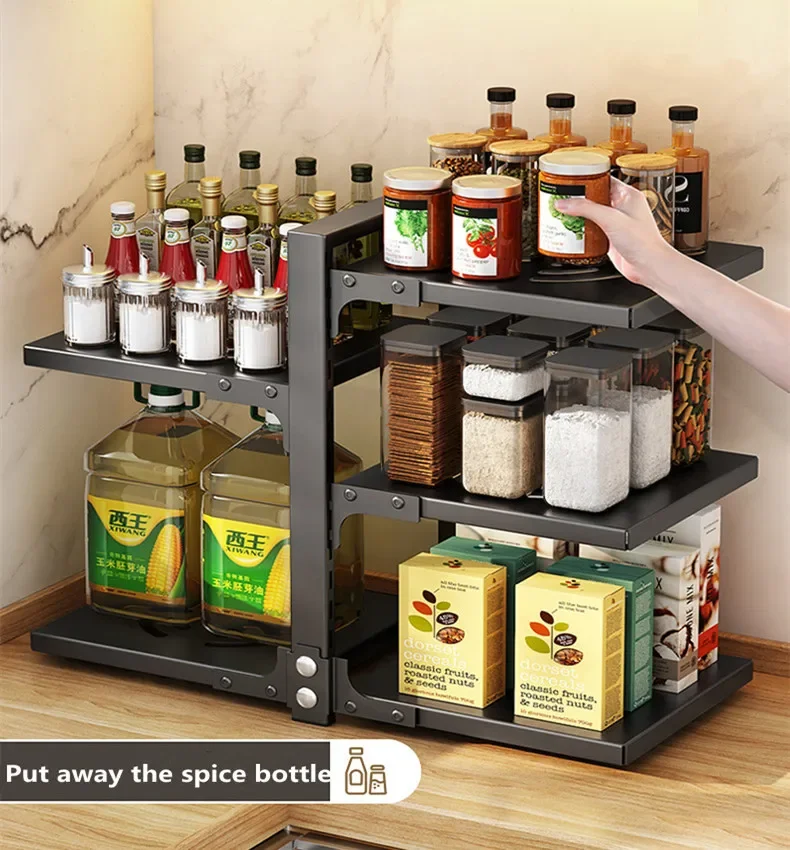 ٪ حامل وعاء حوض المطبخ الفولاذ المقاوم للصدأ متعدد الطبقات مقلاة جهاز طهي الأرز تخزين الرف زجاجة توابل الحطام المنظم