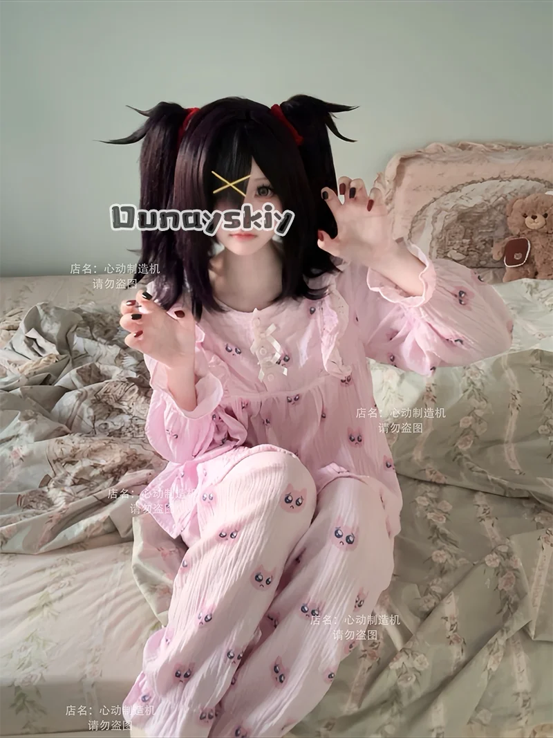 Game Needy Girl Rain Angel Pink Cat A P jiri kei T-shirts Pants Set Pajamas Nightdress Cosplay OverdoseFor Halloween Party view 5