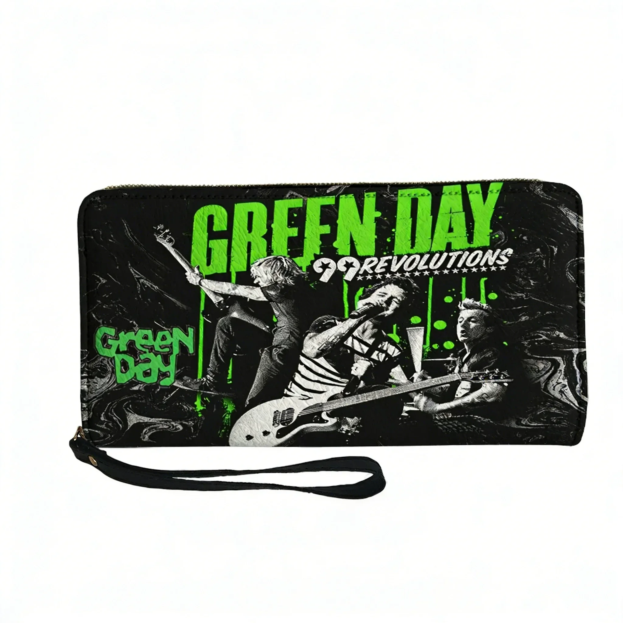 Green Day Pop Rock Band Custom Wallet Purse Mens Womens Teenagers Zipper Long Wallets Double Print  Portable Wallet Gift Bag