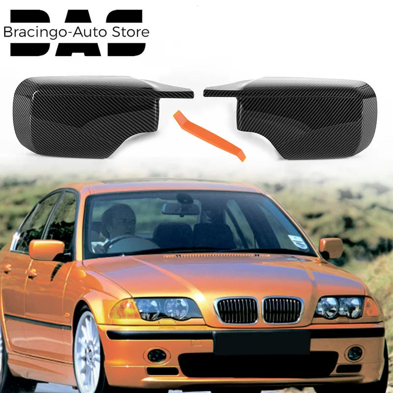 

Bracingo Fit For BMW 3series E46 1998-2005 5series E39 1996-2003 Carbon Fiber Look Side Wing Rearview Mirror Housing Cover Trim