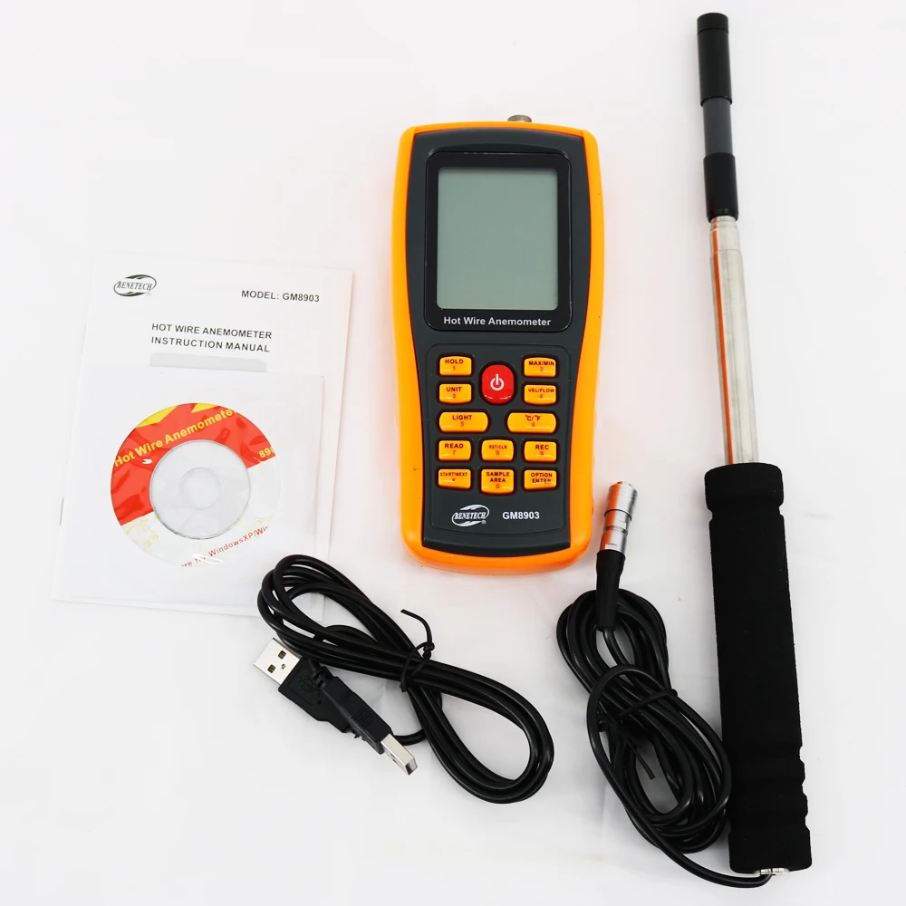 BENETECH GM8903 Portable Hot Wire Digital Anemometer Air Temperature Meter Wind Speed Flow Tester