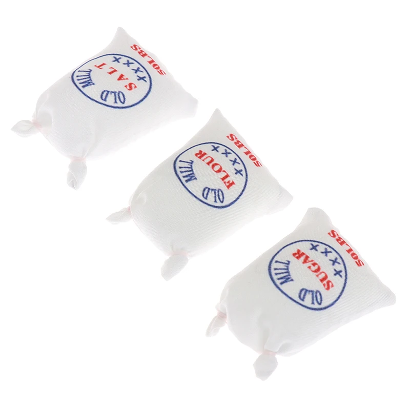 Nette Kreative 1:12 Puppenhaus Miniatur Mini Mehl Salz Zucker Tuch Tasche küche Lebensmittel Miniatur Zubehör Kinder Spielzeug 26*42mm