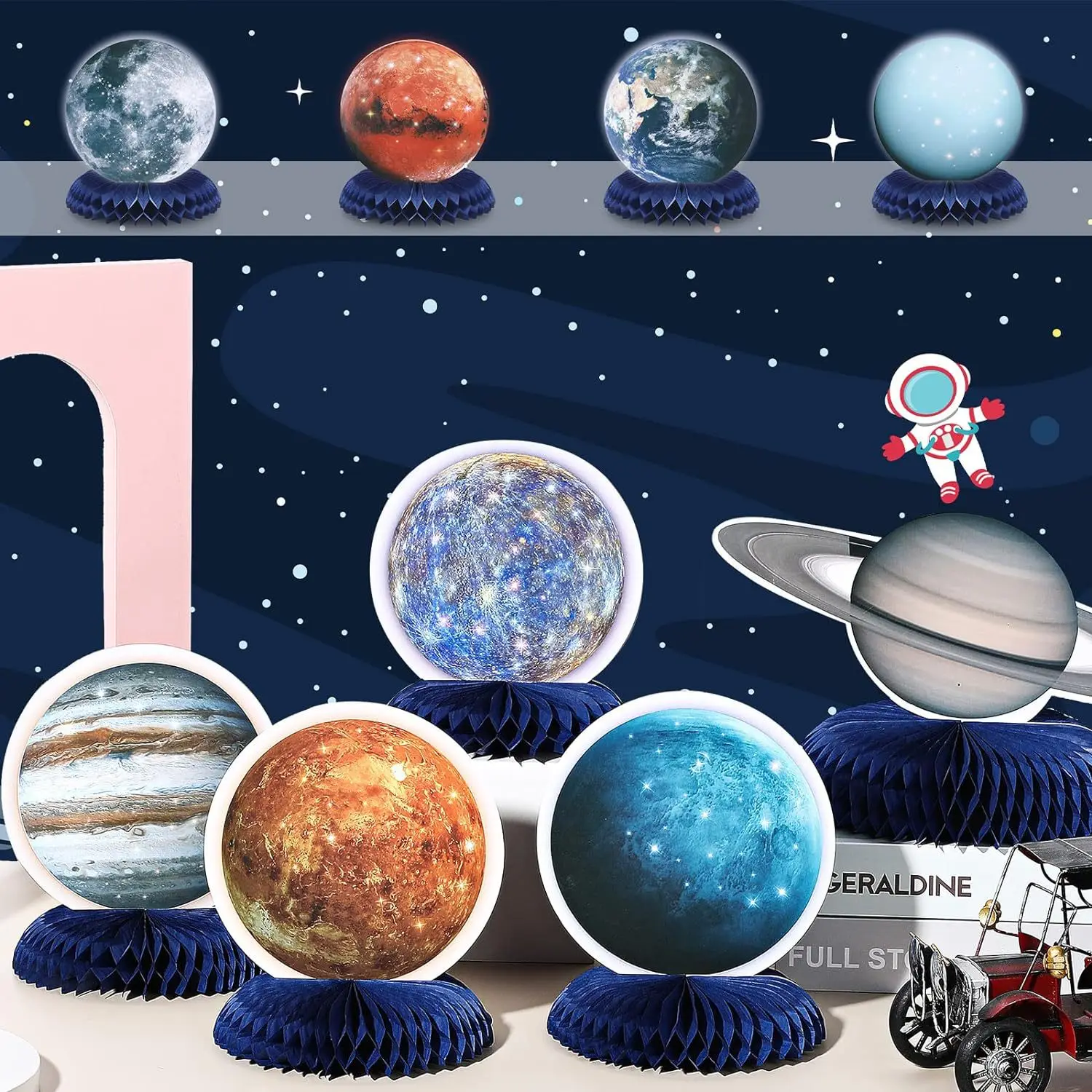 10 pieces of outer space honeycomb ornaments for birthday party decoration table party honeycomb table paper honeycomb base