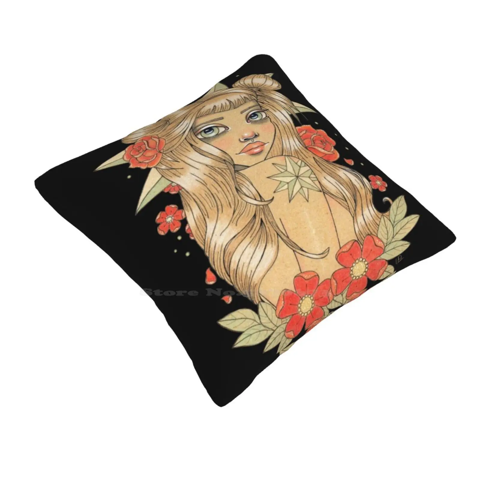 La Estrella Pillow Cover Hug Pillowcase Star Loteria Lea Barozzi Up Tattoo Pop Surreal Big Eye Girl Cool Sexy Roses Low Brow