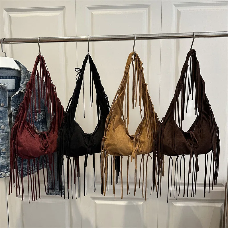 Large Capacity Tassel Crossbody Bags Versatile and Stylish New Women's Crossbody Bag, Genuine Cowhide Shoulder Bag Top-handle