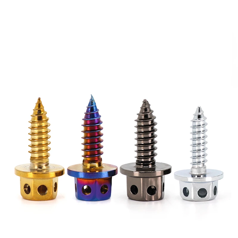 M4M5 Hollow Flange Hexagon Screw Titanium Screw Motorcycle Electric Vehicle Modified Self-tapping Screw Titanium Blue Titanium G