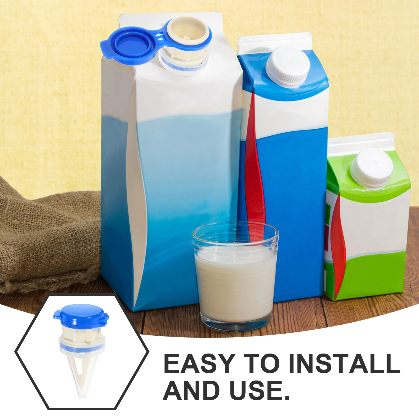 

Box Drinks Diverter with Lid Milk Beverage Pourer Spout Carton Adapter Blue Easy Use for Paper Bottles Kitchen Bar Tools