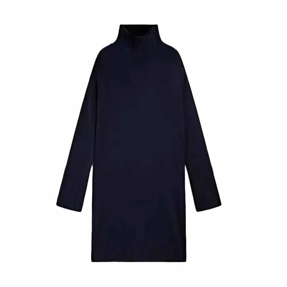 Women's Autumn 2023 New Chic Fashion Joker Knit Dress Retro High-necked Long-sleeved Women's Dress Vestidos Mujer