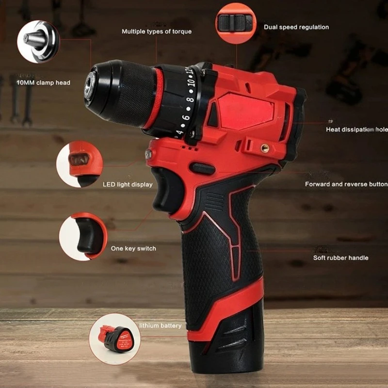 

For 12V Battery Less Compact Electric Screwdriver Hand Drill Impact Drill Cordless Multifuctional Screwdriver
